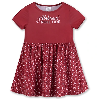Girls Toddler ZooZatz Crimson Alabama Tide Short Sleeve Dress