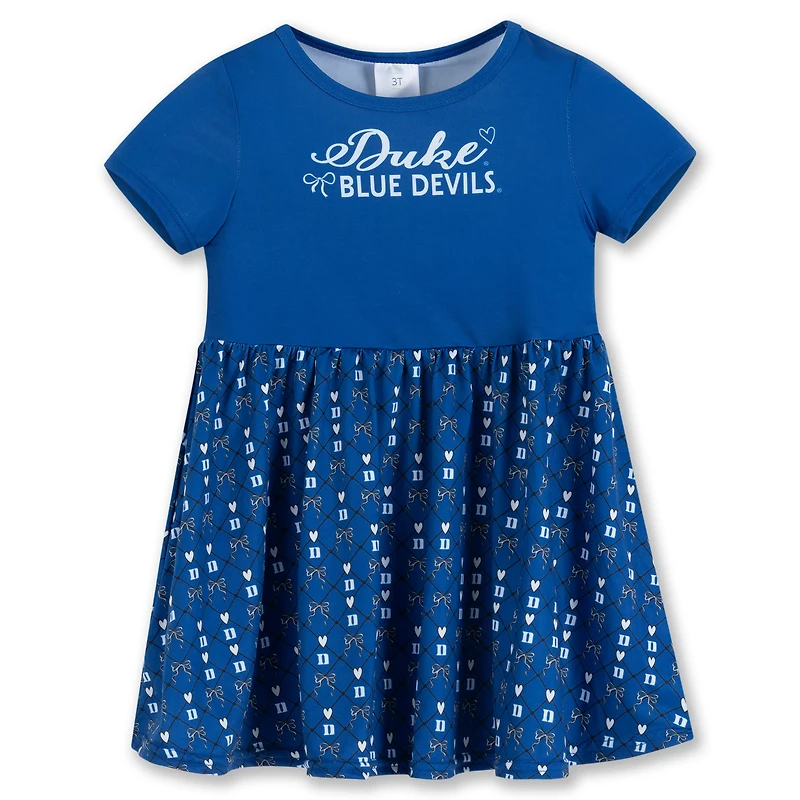 Girls Toddler ZooZatz Royal Duke Blue Devils Short Sleeve Dress