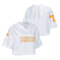 Women's ZooZatz White Tennessee Volunteers Mesh Cropped V-Neck T-Shirt
