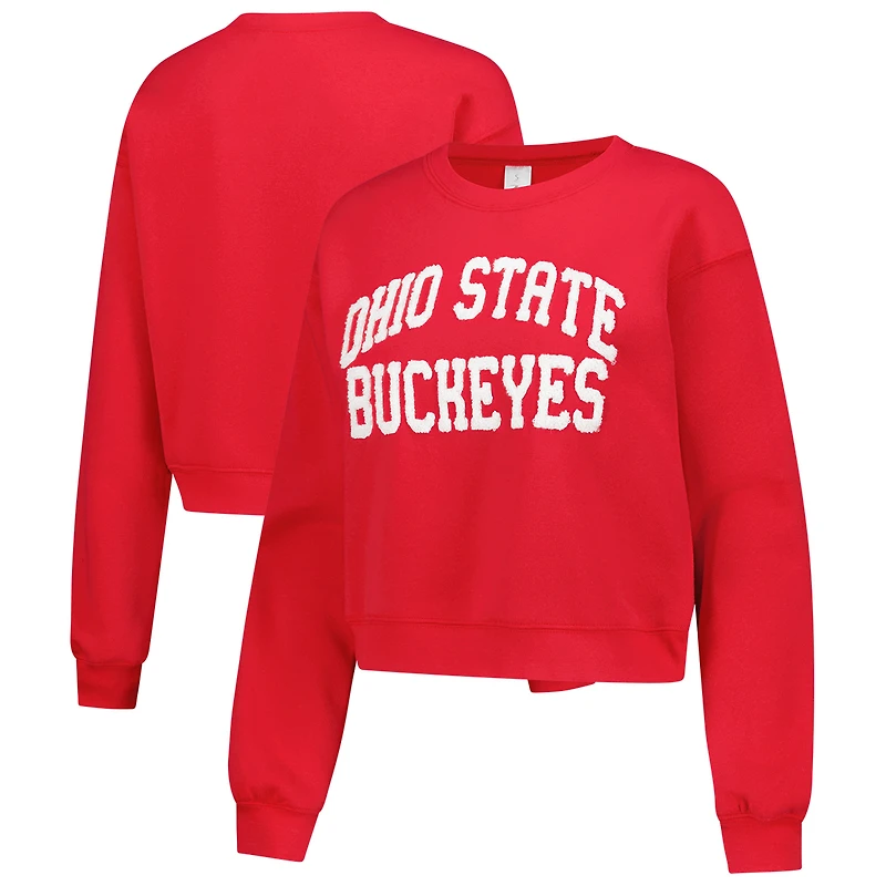 Women's ZooZatz Scarlet Ohio State Buckeyes Chenille Cropped Sweatshirt
