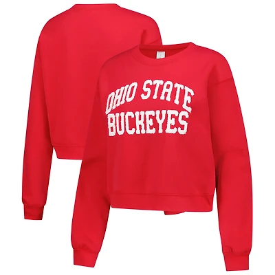 Women's ZooZatz Scarlet Ohio State Buckeyes Chenille Cropped Sweatshirt