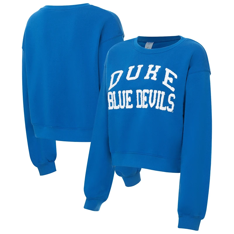 Women's ZooZatz Royal Duke Blue Devils Chenille Cropped Sweatshirt