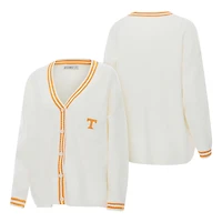 Women's ZooZatz Cream Tennessee Volunteers Striped Knit Button-Up Cardigan