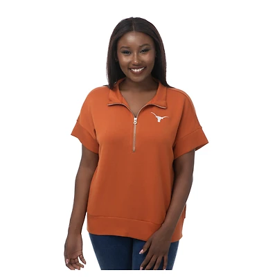 Women's ZooZatz Texas Orange Longhorns Tri-Blend Quarter-Zip Flowy Top