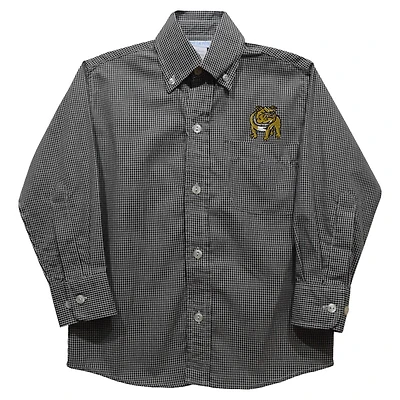 Toddler Vive La Fete Black Bryant Bulldogs Gingham Button-Down Long Sleeve Shirt