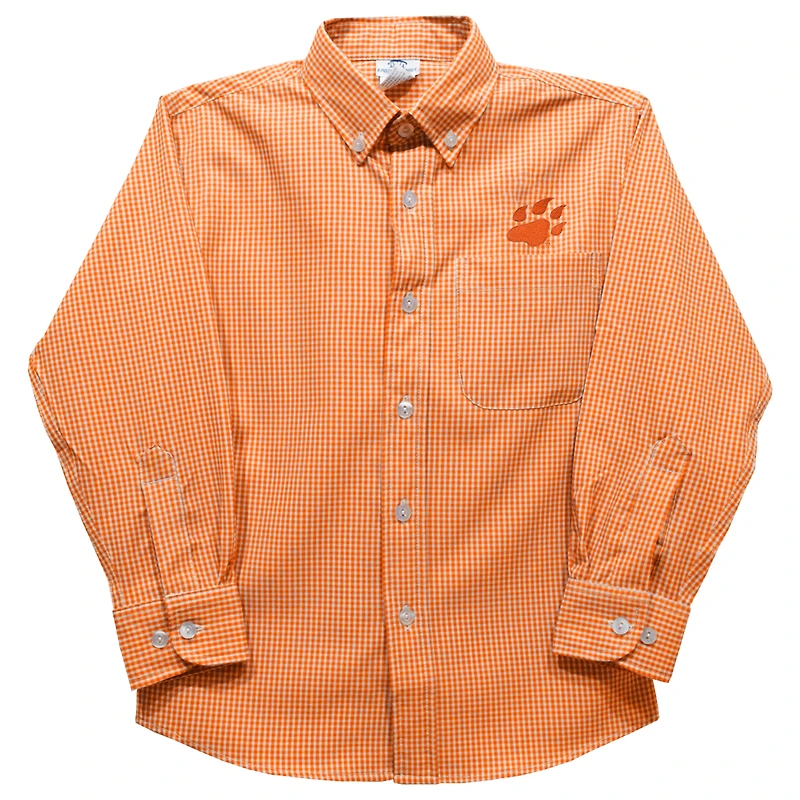 Toddler Vive La Fete Orange Sam Houston State Bearkats Gingham Button-Down Long Sleeve Shirt