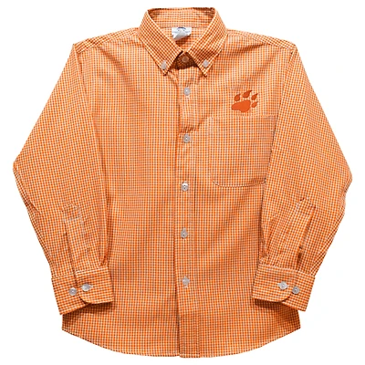Toddler Vive La Fete Orange Sam Houston State Bearkats Gingham Button-Down Long Sleeve Shirt