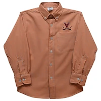 Toddler Vive La Fete Orange Virginia Cavaliers Gingham Button-Down Long Sleeve Shirt