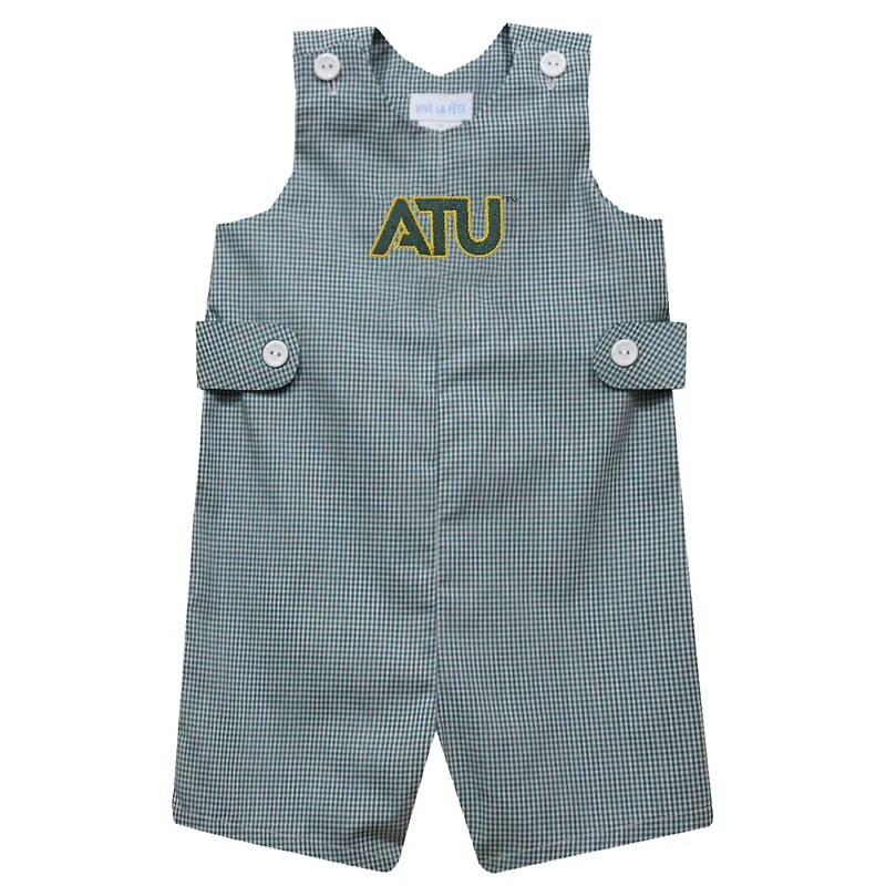 Infant Vive La Fete Green Arkansas Tech Gingham Jon Jon Romper