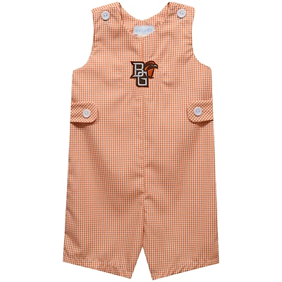 Infant Vive La Fete Orange Bowling Green St. Falcons Gingham Jon Jon Romper