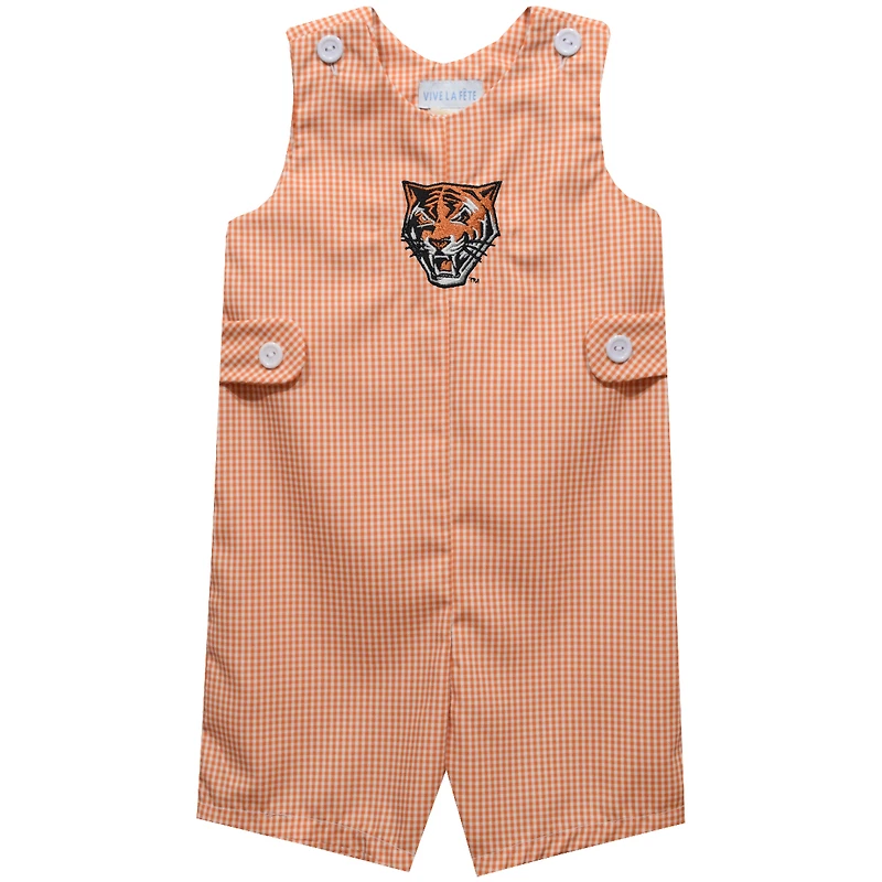 Infant Vive La Fete Orange Buffalo State Bengals Gingham Jon Jon Romper