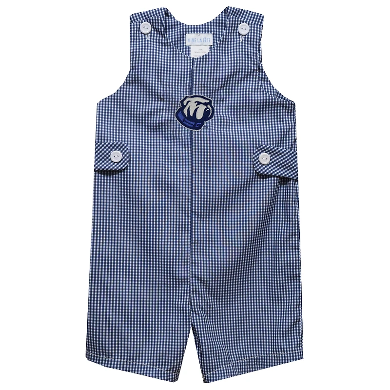 Infant Vive La Fete Navy Citadel Bulldogs Gingham Jon Jon Romper