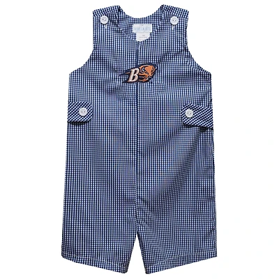 Infant Vive La Fete Blue Bucknell Bison Gingham Jon Jon Romper