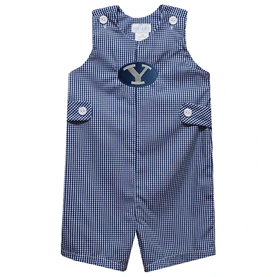 Infant Vive La Fete Navy BYU Cougars Gingham Jon Jon Romper