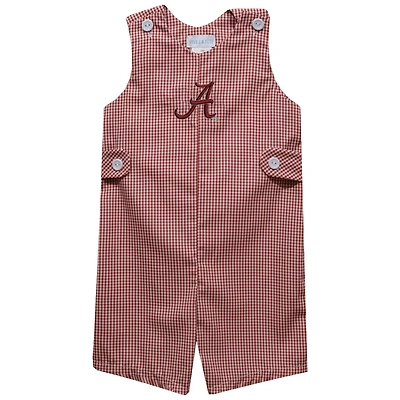 Infant Vive La Fete Crimson Alabama Crimson Tide Gingham Jon Jon Romper