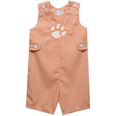 Infant Vive La Fete Orange Clemson Tigers Gingham Jon Jon Romper