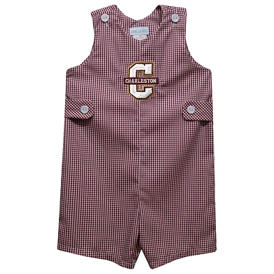 Infant Vive La Fete Maroon Charleston Cougars Gingham Jon Jon Romper
