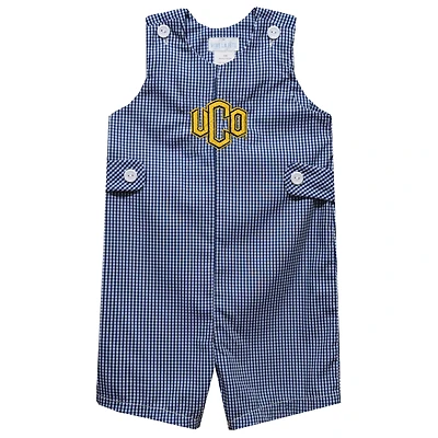 Infant Vive La Fete Blue Central Oklahoma Bronchos Gingham Jon Jon Romper