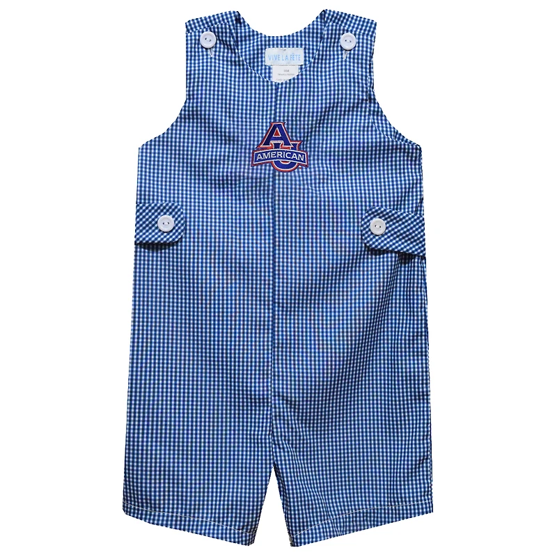 Infant Vive La Fete Blue American University Eagles Gingham Jon Jon Romper