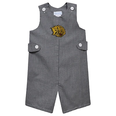 Infant Vive La Fete Black Arkansas Pine Bluff Golden Lions Gingham Jon Jon Romper