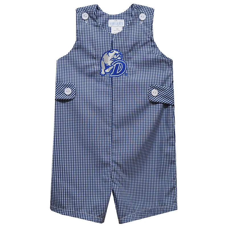 Infant Vive La Fete Blue Drake Bulldogs Gingham Jon Jon Romper