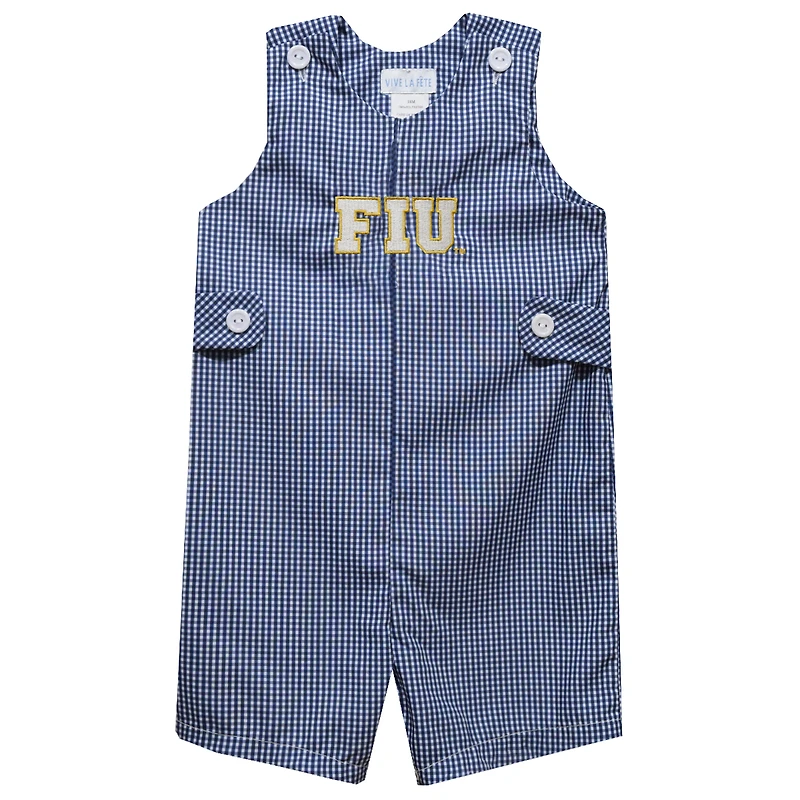 Infant Vive La Fete Navy FIU Panthers Gingham Jon Jon Romper