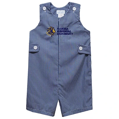 Infant Vive La Fete Blue FMU Lions Gingham Jon Jon Romper
