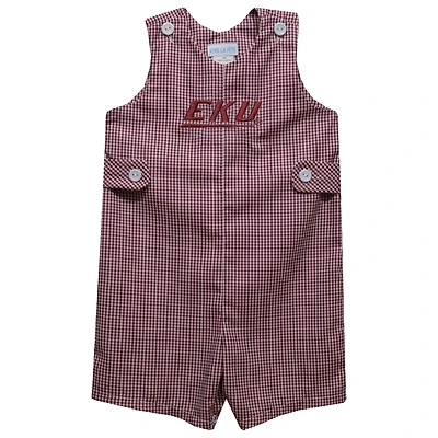 Infant Vive La Fete Maroon Eastern Kentucky Colonels Gingham Jon Jon Romper