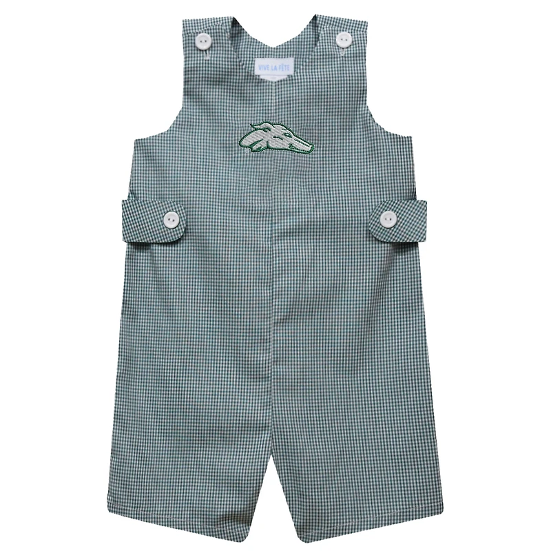 Infant Vive La Fete Green Eastern New Mexico Greyhounds Gingham Jon Jon Romper