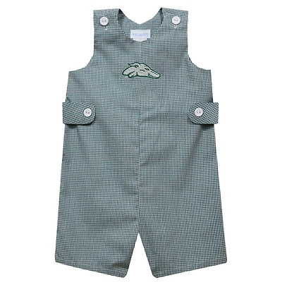 Infant Vive La Fete Green Eastern New Mexico Greyhounds Gingham Jon Jon Romper