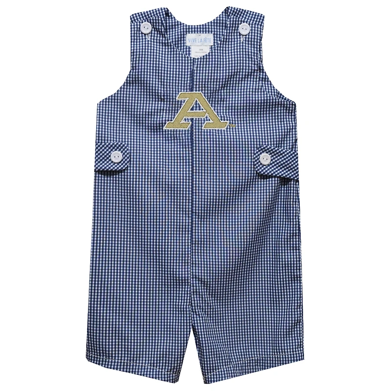 Infant Vive La Fete Navy Akron Zips Gingham Jon Jon Romper