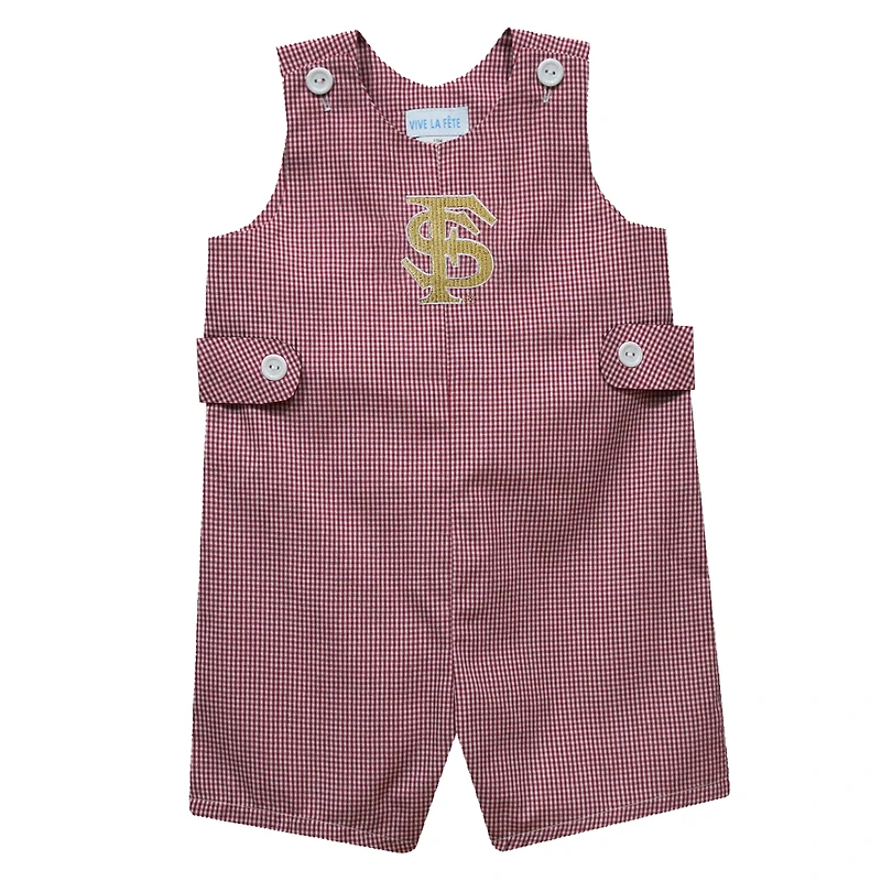 Infant Vive La Fete Garnet Florida State Seminoles Gingham Jon Jon Romper