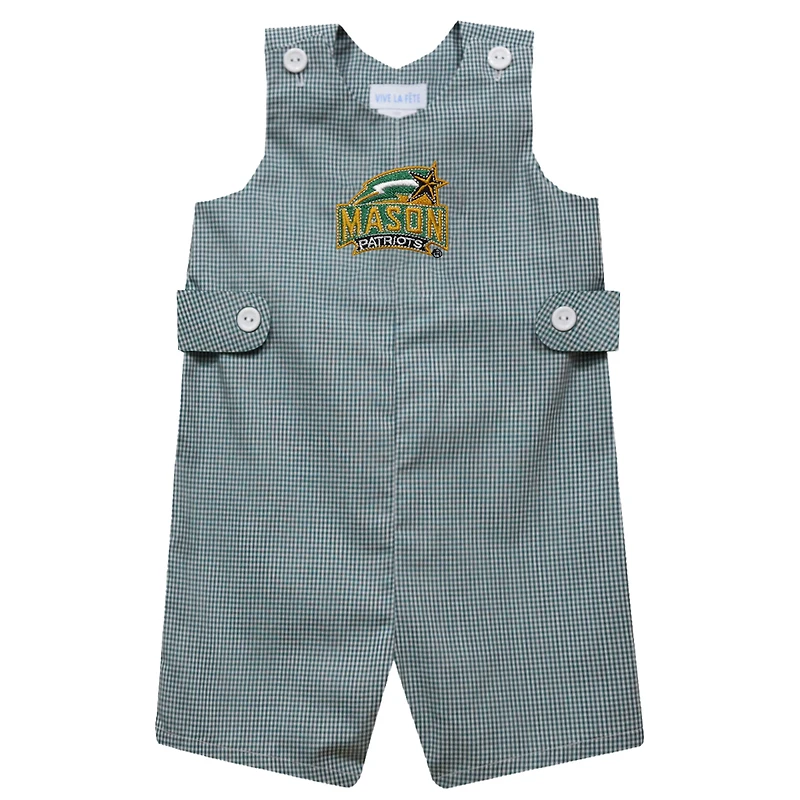 Infant Vive La Fete Green George Mason Patriots Gingham Jon Romper