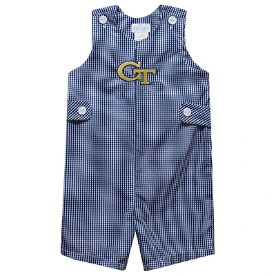 Infant Vive La Fete Navy Georgia Tech Yellow Jackets Gingham Jon Jon Romper