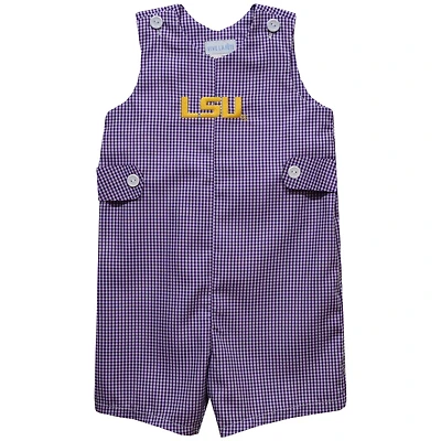 Infant Vive La Fete Purple LSU Tigers Gingham Jon Jon Romper