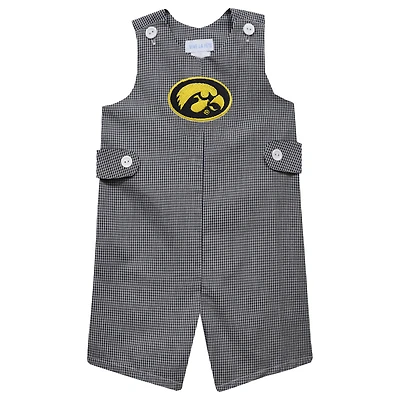 Infant Vive La Fete Black Iowa Hawkeyes Gingham Jon Jon Romper