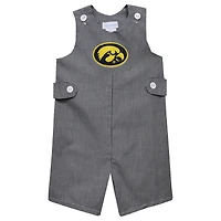 Infant Vive La Fete Black Iowa Hawkeyes Gingham Jon Jon Romper