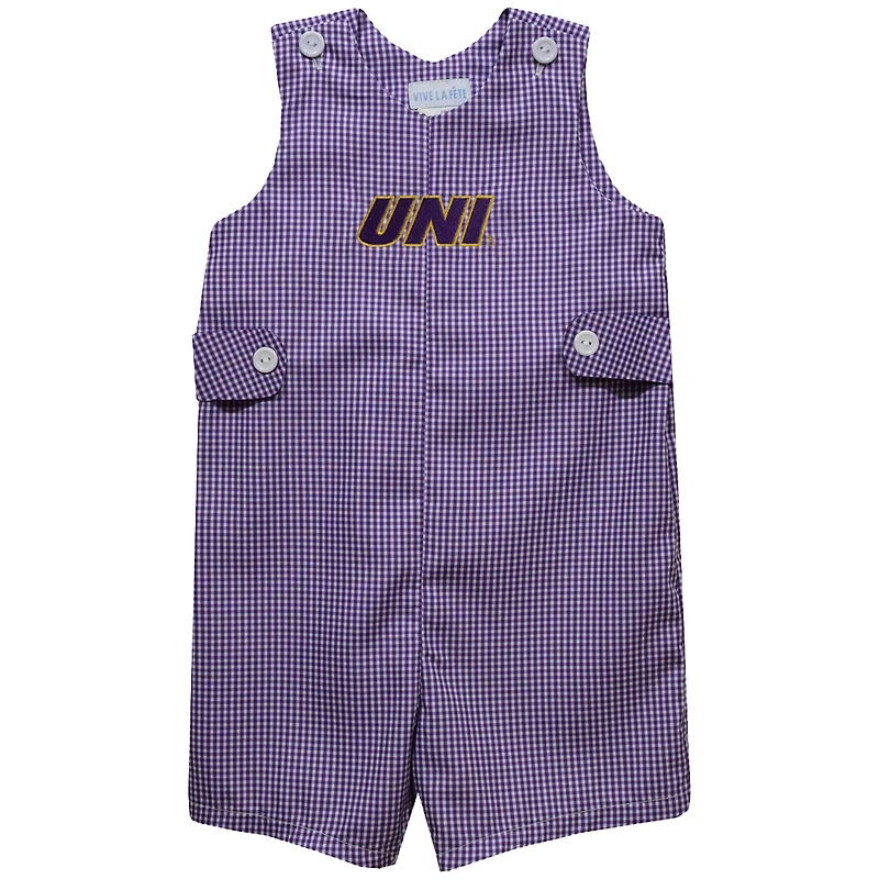 Infant Vive La Fete Purple Northern Iowa Panthers Gingham Jon Jon Romper