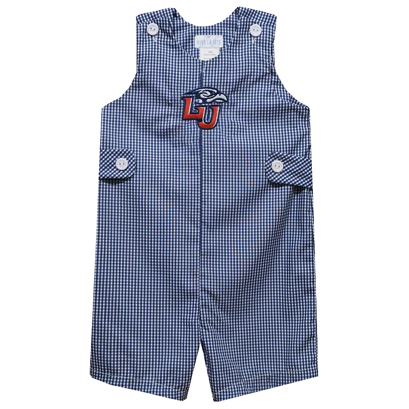 Infant Vive La Fete Navy Liberty Flames Gingham Jon Jon Romper