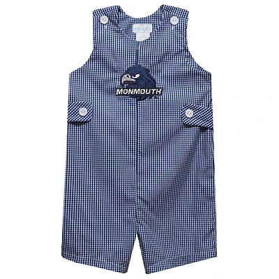Infant Vive La Fete Navy Monmouth Hawks Gingham Jon Jon Romper