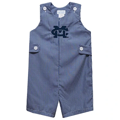 Infant Vive La Fete Navy Mississippi College Choctaws Gingham Jon Jon Romper