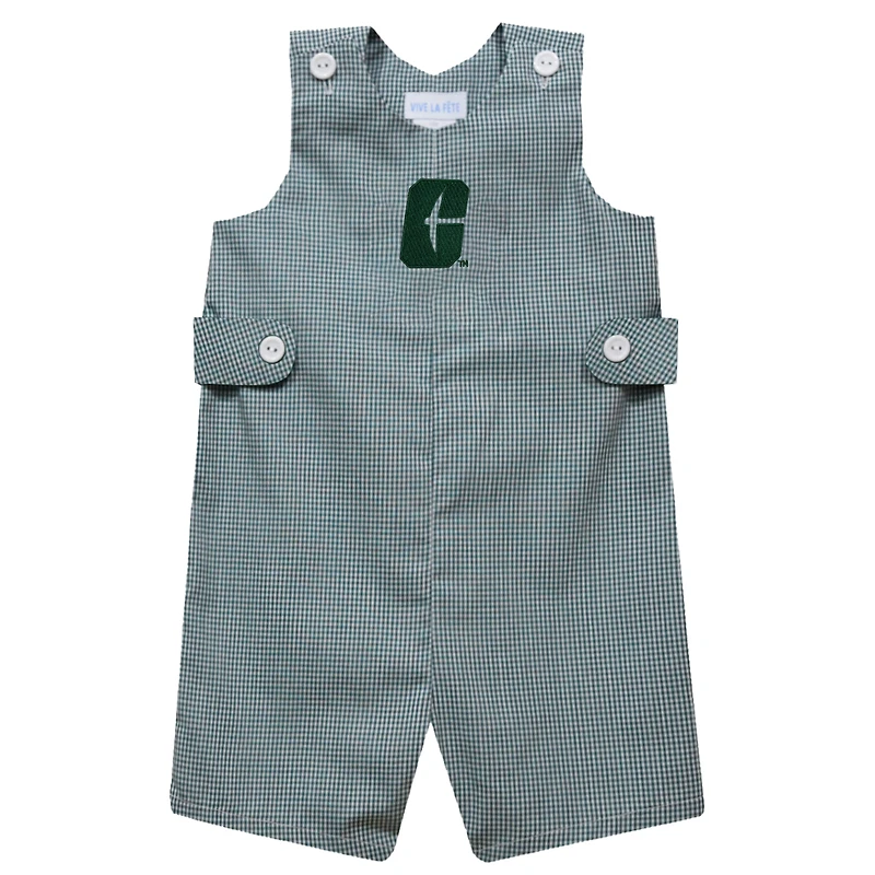 Infant Vive La Fete Green Charlotte 49ers Gingham Jon Jon Romper