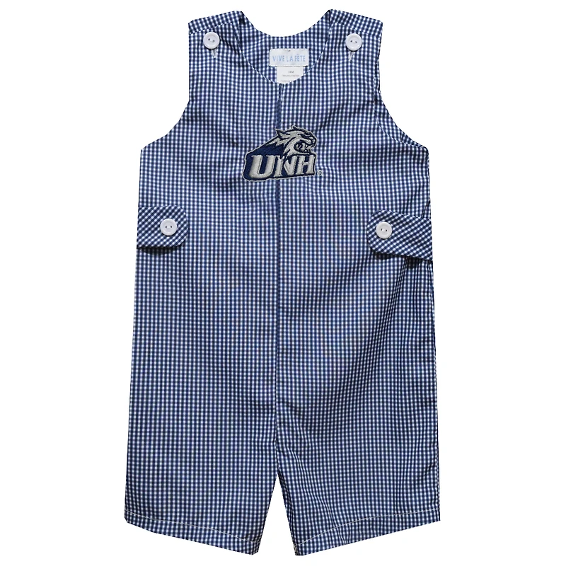 Infant Vive La Fete Navy New Hampshire Wildcats Gingham Jon Jon Romper