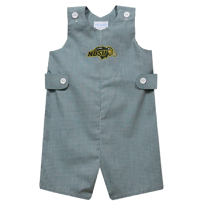 Infant Vive La Fete Green NDSU Bison Gingham Jon Jon Romper