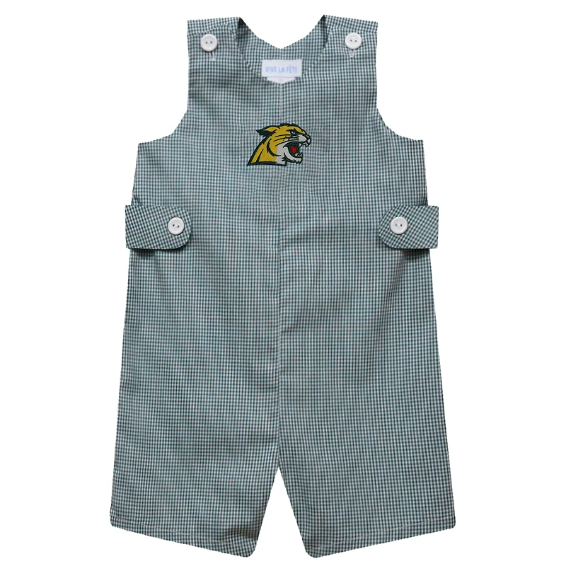 Infant Vive La Fete Green Northern Michigan Wildcats Gingham Jon Jon Romper