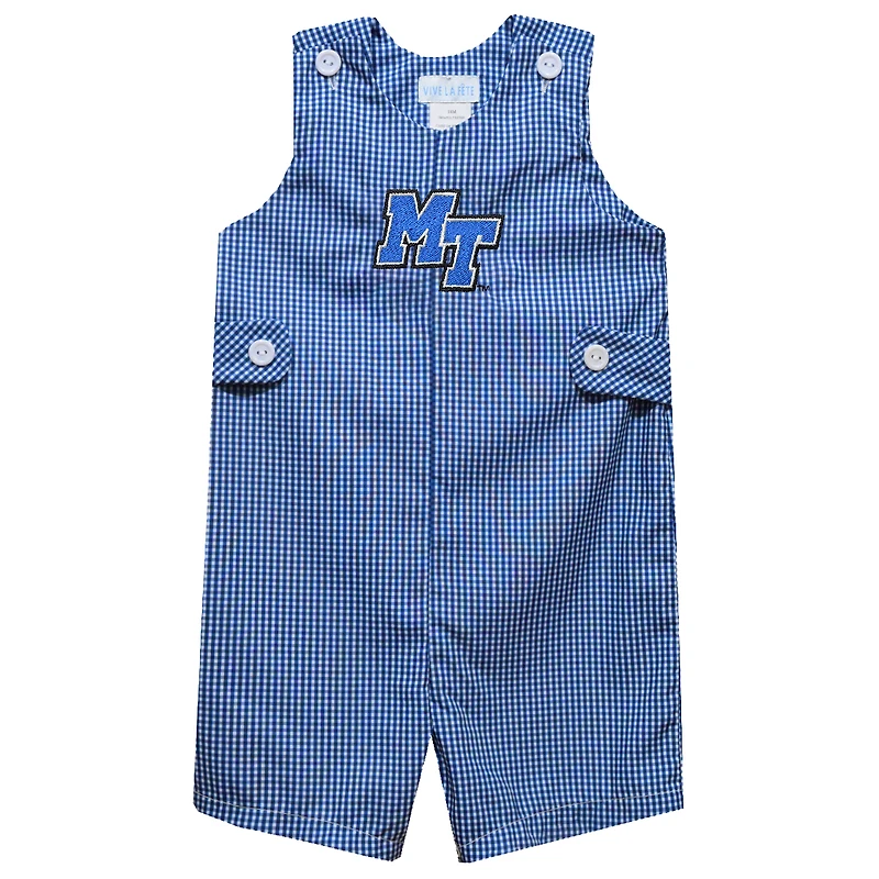 Infant Vive La Fete Royal MTSU Blue Raiders Gingham Jon Jon Romper