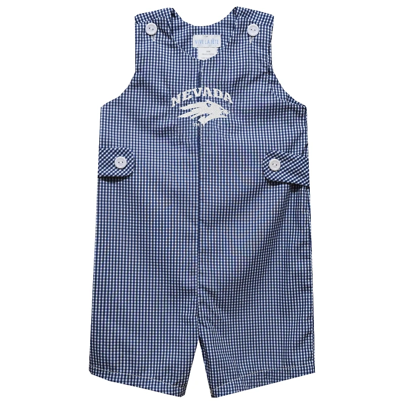 Infant Vive La Fete Navy Nevada Wolf Pack Gingham Jon Jon Romper