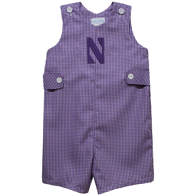 Infant Vive La Fete Purple Northwestern Wildcats Gingham Jon Jon Romper