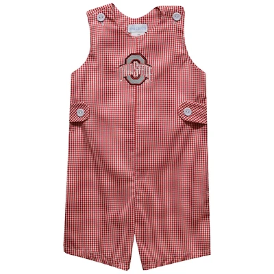 Infant Vive La Fete Scarlet Ohio State Buckeyes Gingham Jon Jon Romper