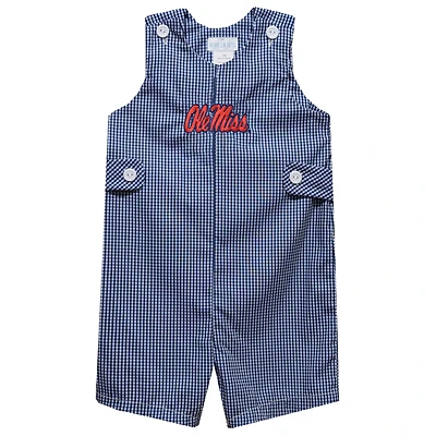 Infant Vive La Fete Navy Ole Miss Rebels Gingham Jon Jon Romper